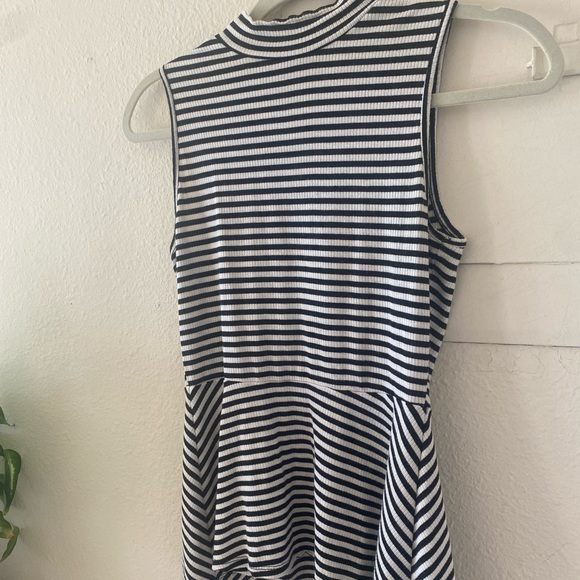 Striped Peplum High Neck Blouse - Picture 3 of 12